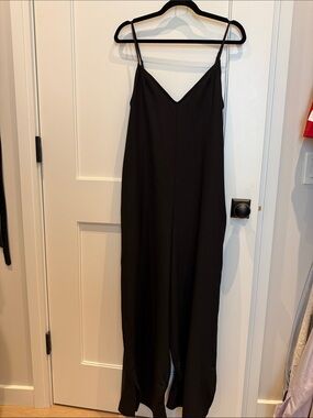 Hutch Black V-Neck Wide-Leg Spaghetti Strap Jumpsuit with pockets